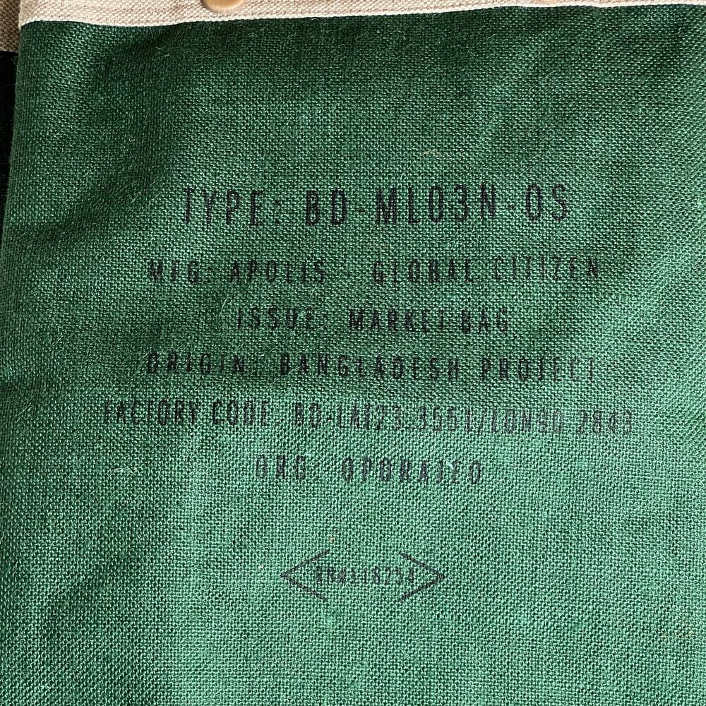 Apolis Large Reusable Green All The Things Jute Market Bag Shopping Bag Tote NEW - Picture 5 of 8